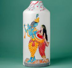 Handcrafted Ceramic Pattachitra Radha Krishna Decorative Art Vase